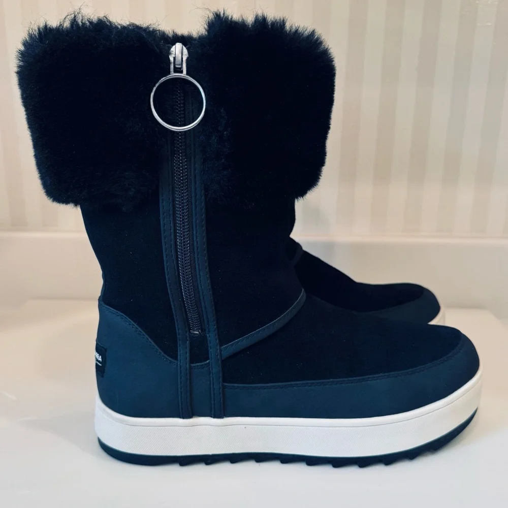 Koolaburra by UGG Black Tynlee Waterproof Winter Boots With Faux Fur Cuff Size 7